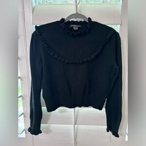 Vintage French Collection Black Ruffled Women's Top
